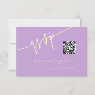 Hand Written Script Wisteria Wedding QR Code RSVP Card