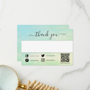 Hand written social qr code thank you insert card