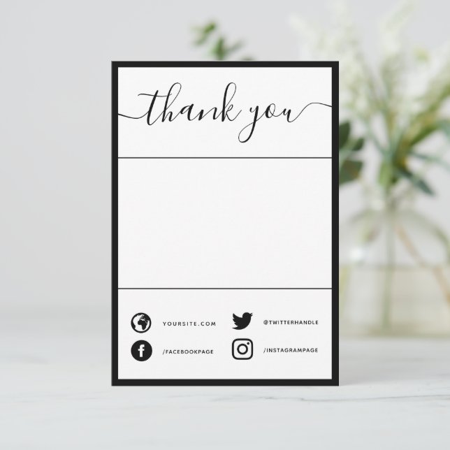  Hand written social thank you insert card (Standing Front)