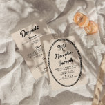 Hand Written Vintage Fun Modern All In One Wedding Invitation<br><div class="desc">This wedding invitation is perfect for your wedding if you are looking for an elegant unique and easy editable invitation .An elegant unique simple minimalist cream and black hand drawn wedding template invitation. Which features plain creamy vintage background on the front and hand drawn frame and bow. And black hand...</div>