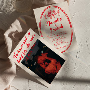 Hand-Written Vintage Modern Quirky Photo Wedding Invitation