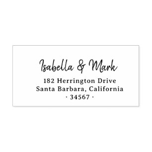 Hand writting bold wedding couples return address rubber stamp