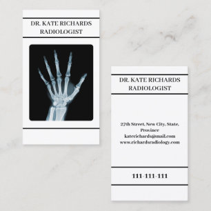 Hand Xray Radiologist Radiology White Business Card
