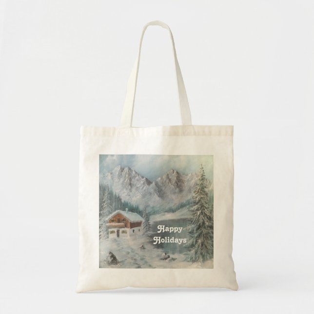 Handbag Ann Hayes Painting Bavarian Snow Dream (Front)