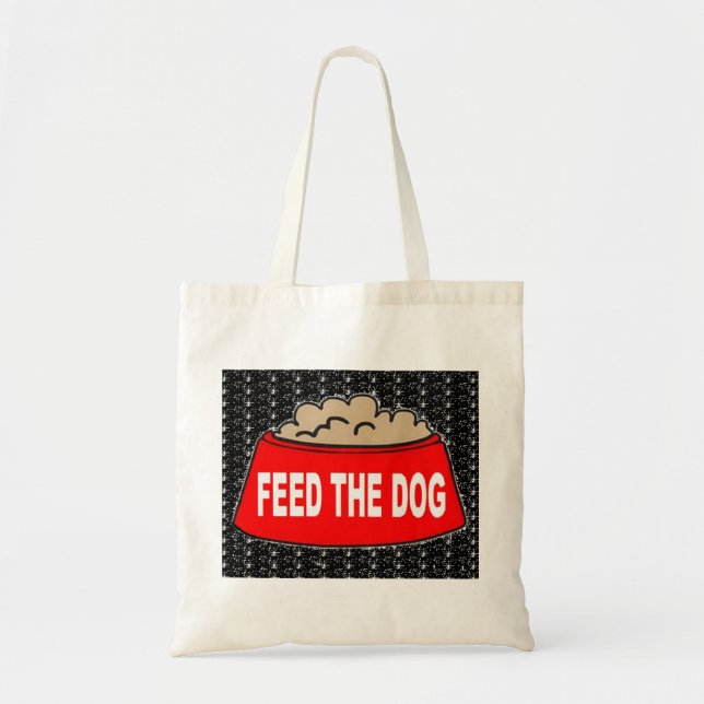 Handbag Dog Food Bowl Red Feed The Dog On Black (Front)