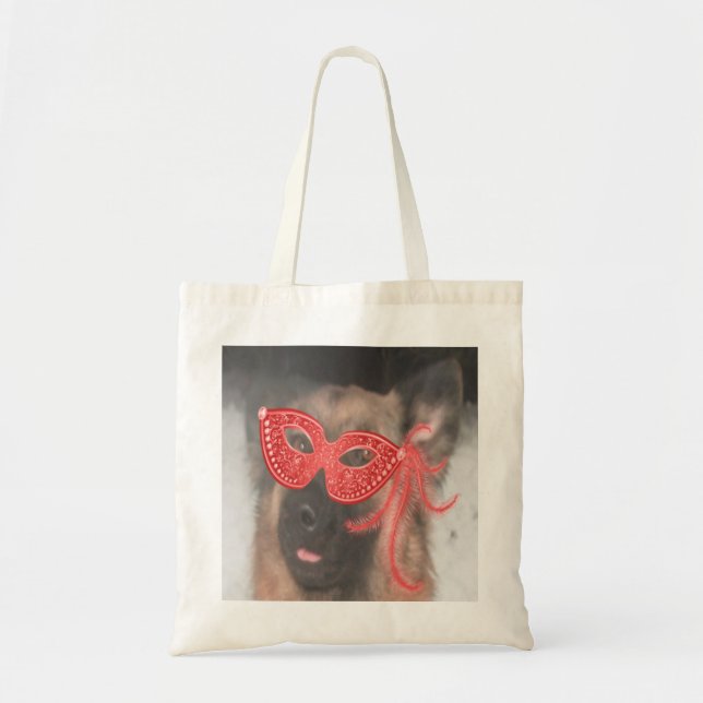 Handbag German Shepherd Mardi Gras Mask Red (Front)