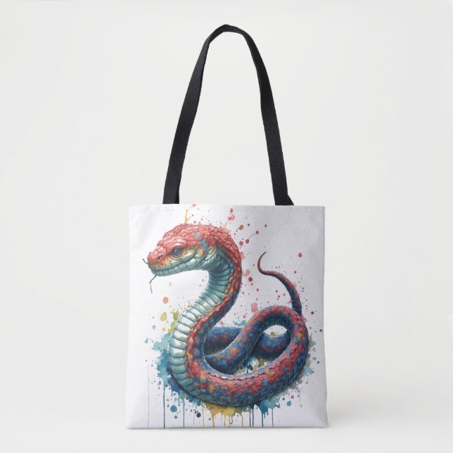  handbag with a colourful artistic snake design! (Front)
