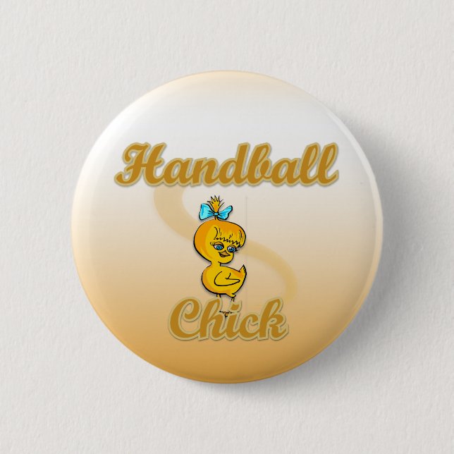 Handball Chick 6 Cm Round Badge (Front)