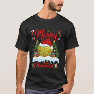 Handball Christmas Tree Lights Santa Sports Player T-Shirt