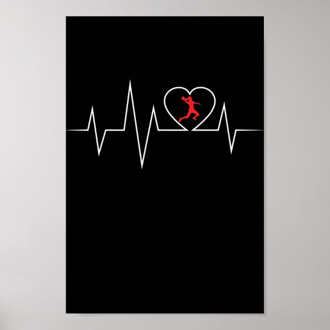 Handball EKG love and heart beat Poster (Front)