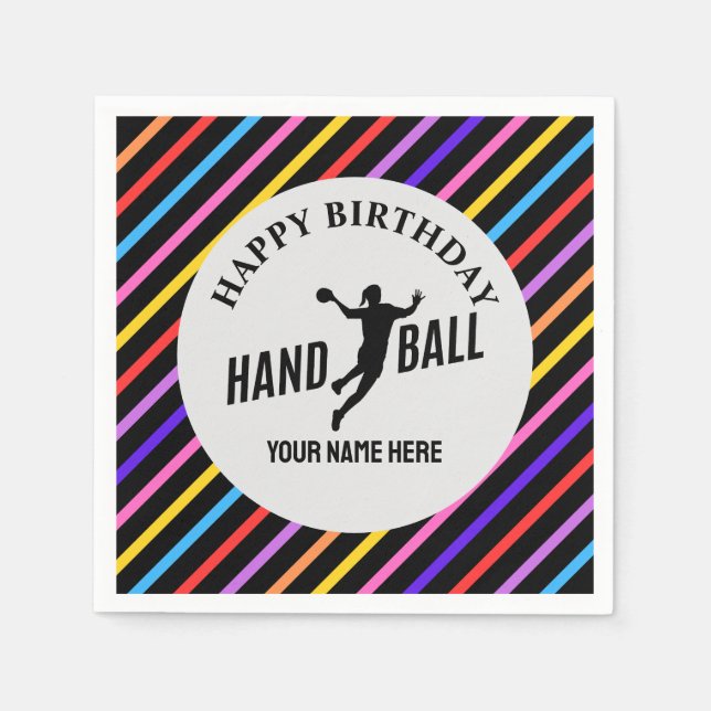 Handball Girl Birthday, Handball Player Gift Napkin (Front)