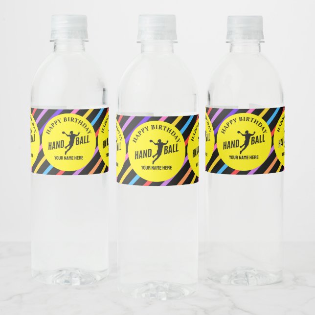Handball Girl Birthday, Handball Player Gift Water Bottle Label (Bottles)