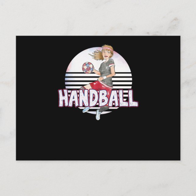 Handball Girl Paint Aiming Ball Throwing Team Spor Postcard (Front)