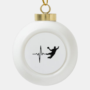 Handball - Handball Player Heartbeat Ceramic Ball Christmas Ornament