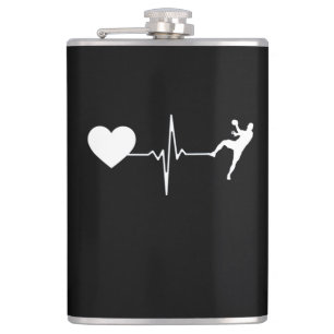 Handball Handball Player Heartbeat Hip Flask