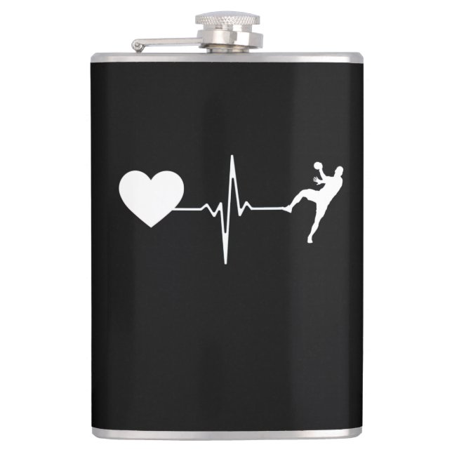 Handball Handball Player Heartbeat Hip Flask (Front)