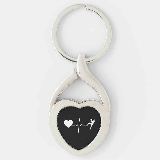 Handball Handball Player Heartbeat Key Ring (Front)