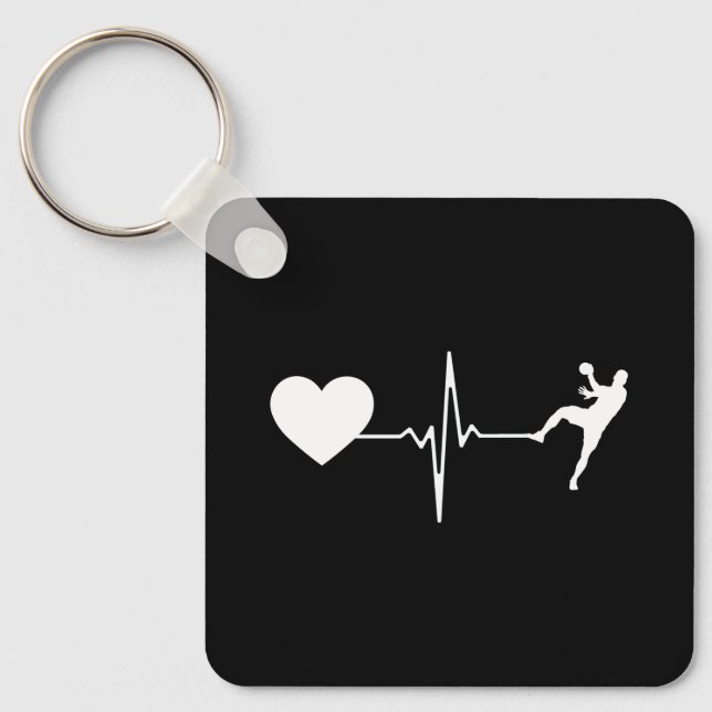 Handball Handball Player Heartbeat Key Ring (Front)
