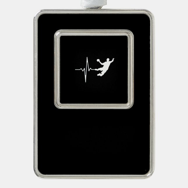 Handball - Handball Player Heartbeat Silver Plated Framed Ornament (Front)