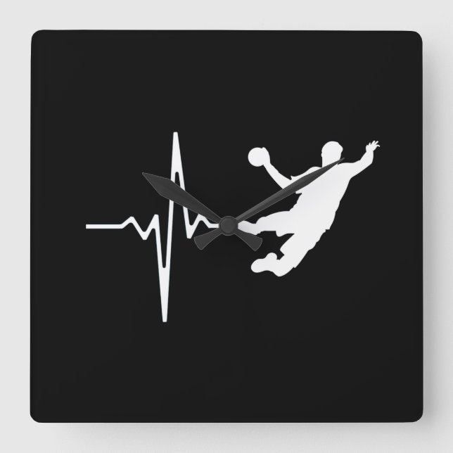 Handball - Handball Player Heartbeat Square Wall Clock (Front)