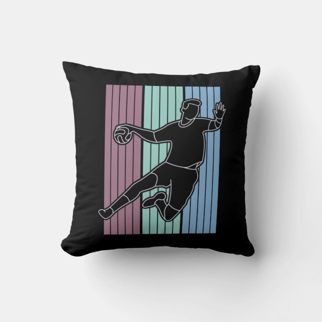 Handball Player Retro Cushion (Front)