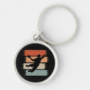 Handball Player Retro Key Ring