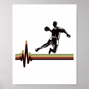 Handball Player Sport Team Handballer Heartbeat Poster