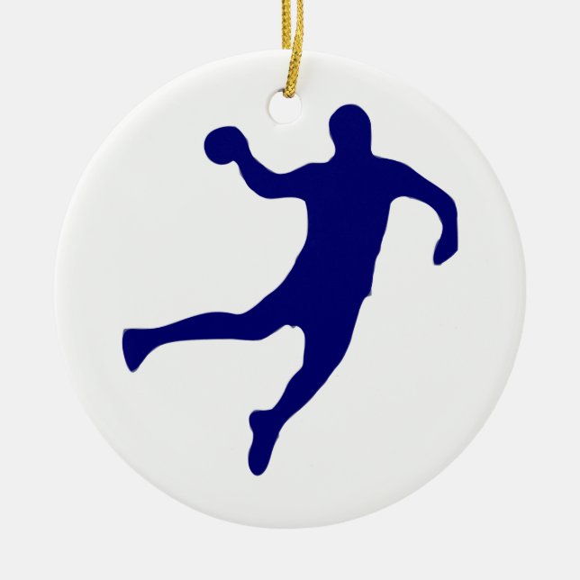 Handball Silhouette Ceramic Tree Decoration (Front)