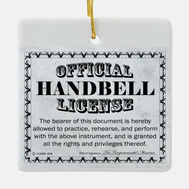 Handbell License Ceramic Ornament (Front)