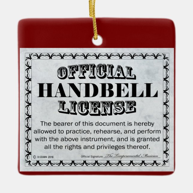Handbell License Ceramic Ornament (Front)