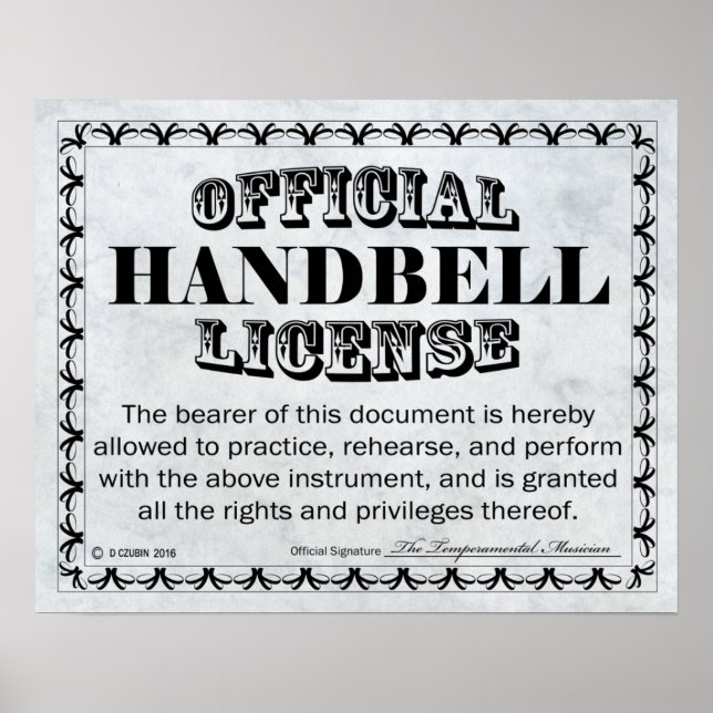 Handbell License Poster (Front)