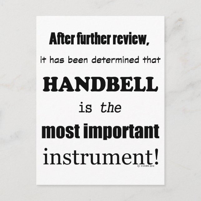 Handbell Most Important Instrument Postcard (Front)
