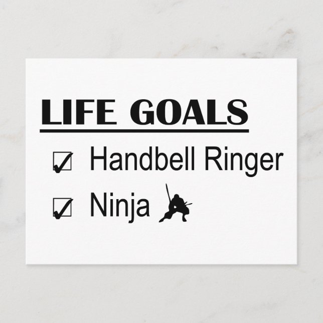 Handbell Ringer Ninja Life Goals Postcard (Front)