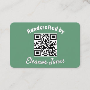 Handcrafted Bespoke Crafts Green QR Code Stylish Business Card