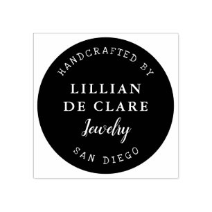 Handcrafted By, Your Business Name, Location Rubber Stamp