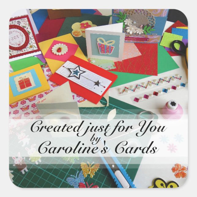 Handcrafted Cards Square Sticker (Front)