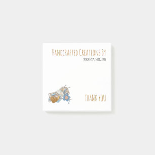 Handcrafted Creations Yarn Sewing Craft Thank You Post-it Notes