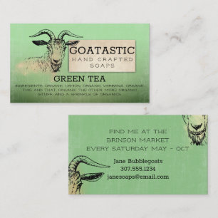 Handcrafted goats milk soap bath herbal green tea business card