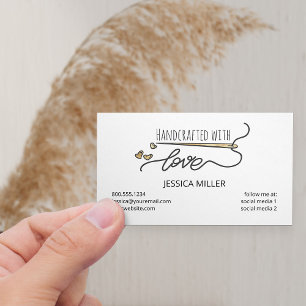 Handcrafted Gold Sewing Needle White One Sided Business Card