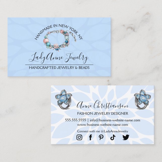 Handcrafted Jewellery and Bead Designer Business Card (Front/Back)