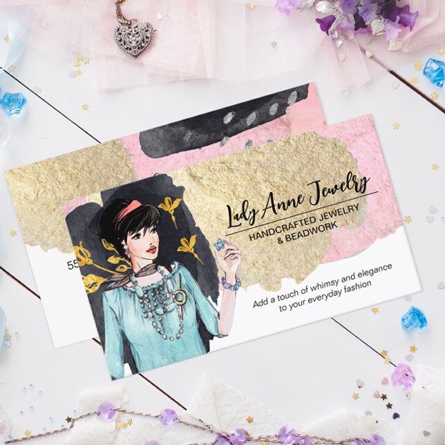 Handcrafted Jewellery and Bead Designer Business Card (Creator Uploaded)