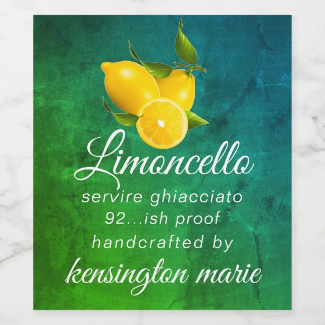Handcrafted Limoncello For A Tall Bottle Label | (Single Label)