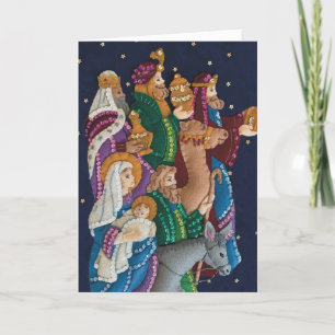Handcrafted Nativity and Wise Men Christmas Custom Holiday Card