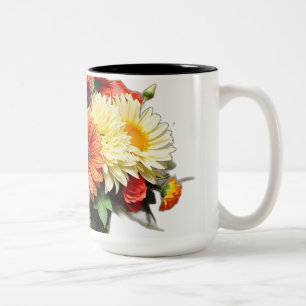 Handcrafted Natural Fibre Flower Art Two-Tone Coffee Mug