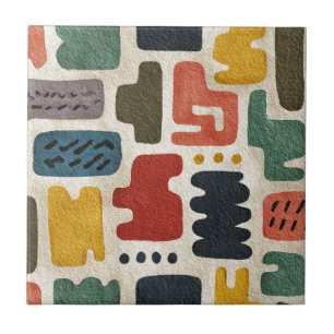 Handcrafted Shapes & Earthy Artistic Texture Ceramic Tile