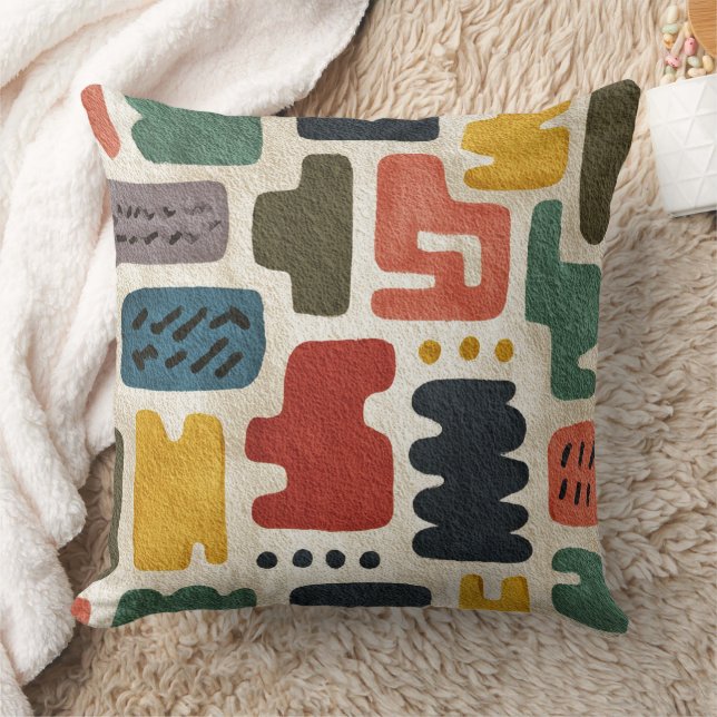 Handcrafted Shapes & Earthy Artistic Texture Cushion (Blanket)