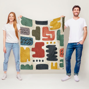 Handcrafted Shapes & Earthy Artistic Texture Fleece Blanket