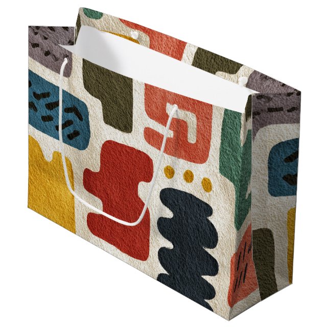 Handcrafted Shapes & Earthy Artistic Texture Large Gift Bag (Front Angled)