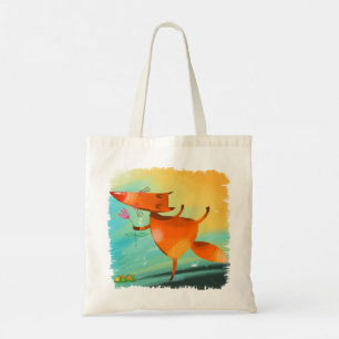 Handcrafted Watercolor Funny Fox Tote Bag