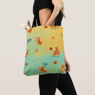 Handcrafted Watercolor Illustration Funny Fox Tote Bag